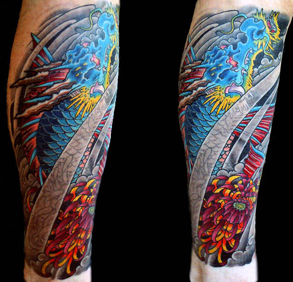 Dragon Koi. Artist: Orrin Hurley - (email) Placement: Leg Comments: Japanese 