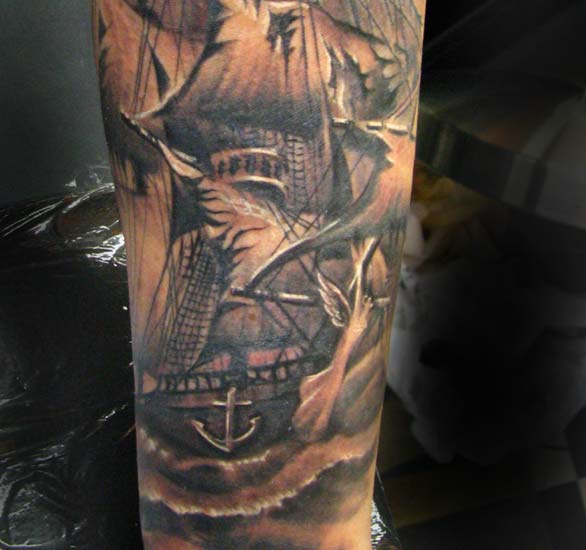 ship tattoo. Masami - pirate ship tatoo