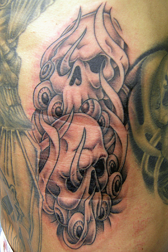 Sean Ohara - Skulls Flames and Eyeballs. Tattoos. Skull Tattoos