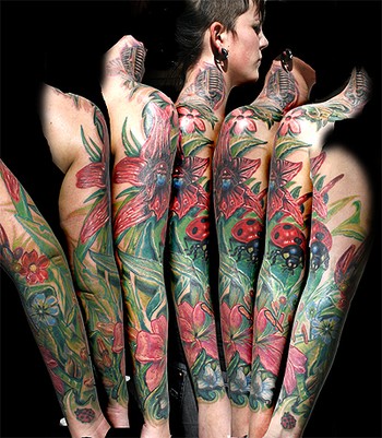 tattoo sleeves flowers. Flower Tattoos. garden sleeve