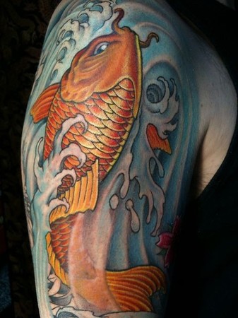 For Unique Custom Tattoos Koi Fish Full Color Arm Tattoo