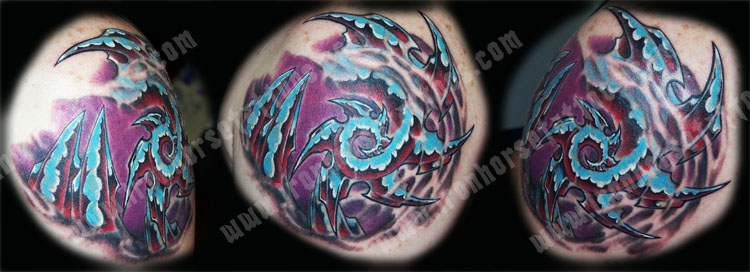 Tribal Chest Dragon Tattoo for