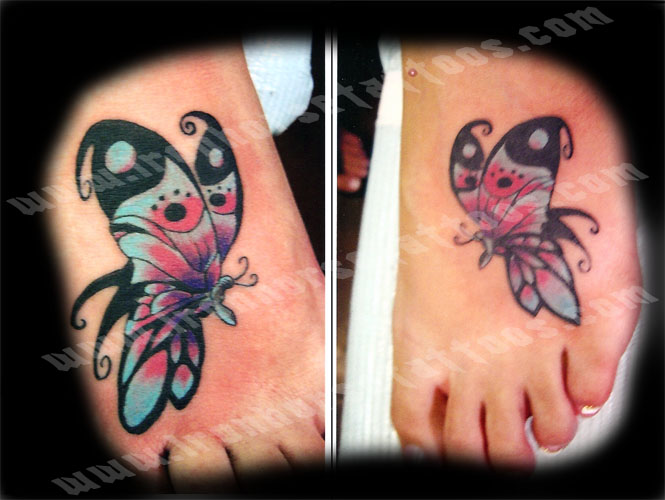 butterfly tattoos on foot designs. Body painted butterfly tattoo designs are not very lasting and thus give a 