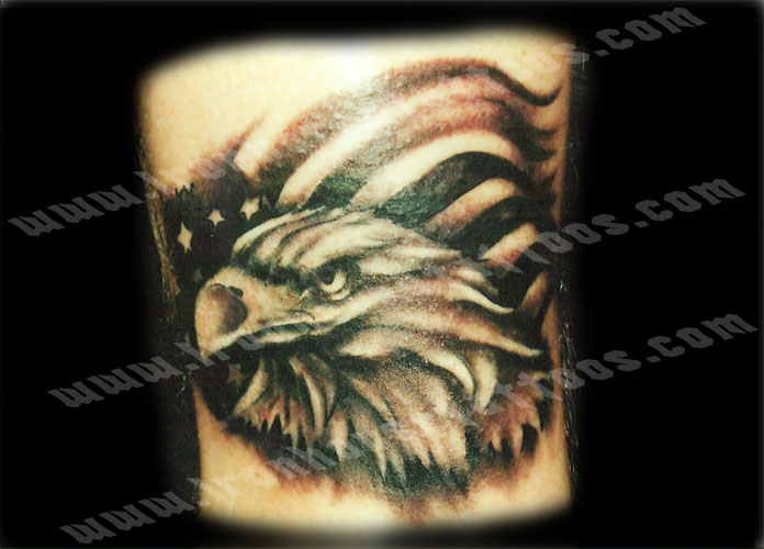 eagle and american flag tattoos. A patriotic piece with a eagle