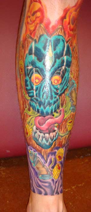 Christopher Barry Flamming Skull Tattoo Large Image Leave Comment