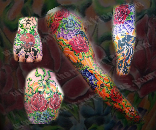 sleeve tattoos with roses. Orange Rose Sleeve : Tattoos :