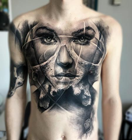 tattoos/ - Celestial Woman Chest Tattoo - 115846