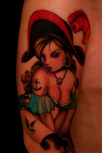 girls with pin up tattoos. Gogue - pirate girl pin up