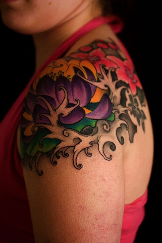 flower tattoos on shoulder. Jeff Gogue - Floral Shoulder