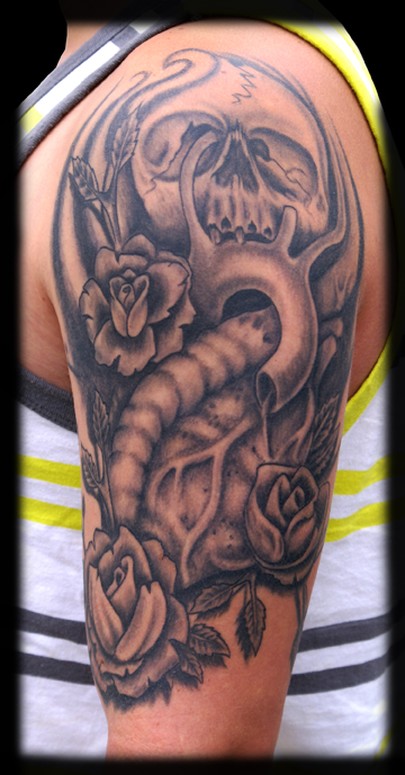 black and grey flower tattoo pictures. Jeff Johnson - Black and grey