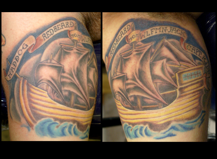 pirate ship tattoo. Comments: A pirate ship with