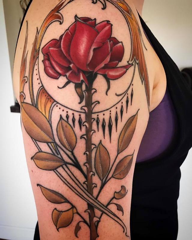 Jeff Norton Tattoos : Tattoos : Nature : beauty and the beast inspired rose