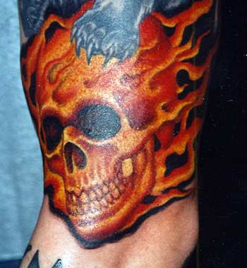 Tattoos flaming skull