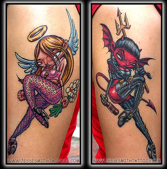 cartoon devil tattoos. Jesse Smith - Devil and Angel
