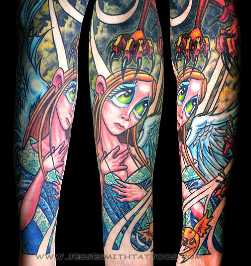 Angel Half Sleeve. Artist: Jesse Smith - (email) Placement: Arm