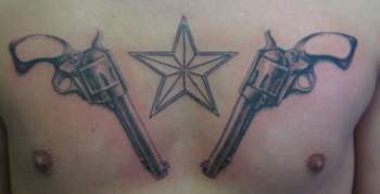 Looking for unique Khalil Rivera Tattoos?  Nautical star and Revolvers tattoo (in Progress)