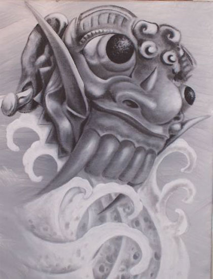 dragon mask tattoo