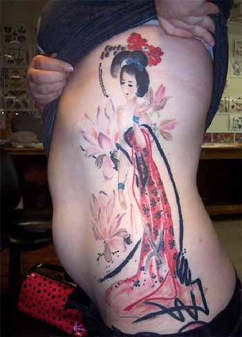 Geisha Tattoo Designs With Image Side Body Japanese