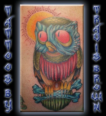 traditional owl tattoo. neotraditional owl tattoo