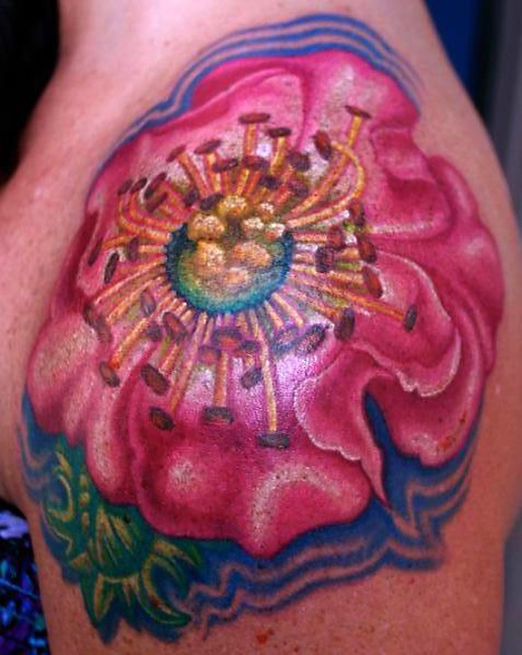 tropical flower tattoo. tropical flower tattoo.