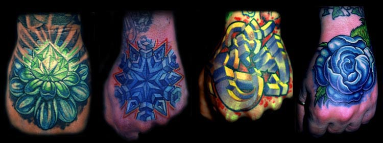 Mike Cole collage of hand tattoos