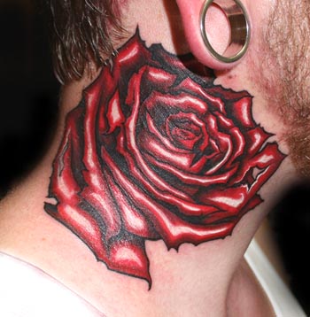 Rose tattoos, tattoo for mens, neck tattoos, neck rose tattoo