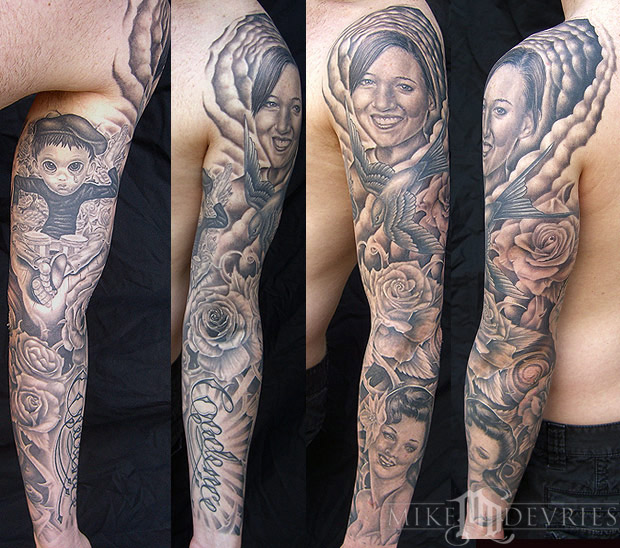 Looking for unique Flower Vine tattoos Tattoos blk n gry sleeve