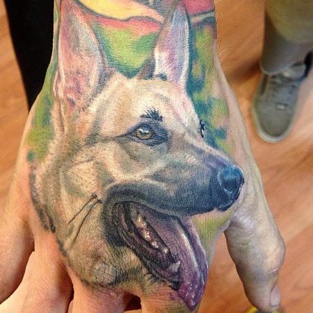 tattoos/ - German shepherd dog portrait done by cesar perez from ,Keene,NH  - 78656