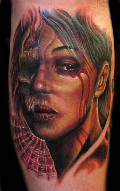 skull face tattoo. skull portrait face tattoo