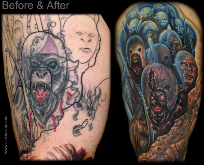 I like using as much of the old tattoo as possible when doing coverups in 