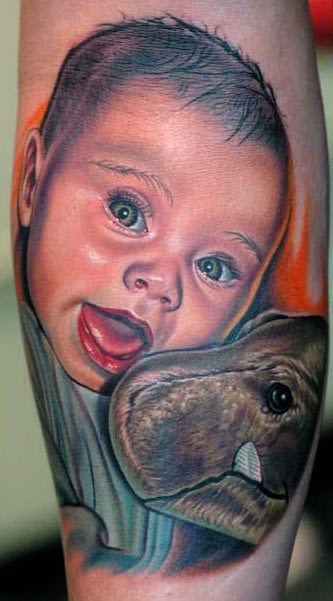 baby tattoos. Nikko - Dino Baby Portrait