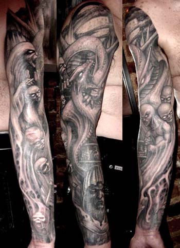 Paul Booth Dragon And Demons Sleeve Tattoo