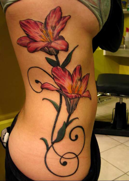 Lilly flower tattoo for sexy girls