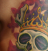 Tattoos - Crowned side skull w/butterflies - 29252