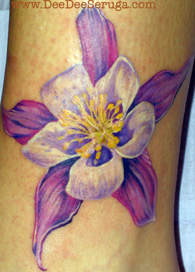 flower tattoo colors. Color Tattoos. Purple Flower