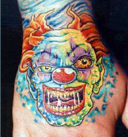 clown tattoo. Color Tattoos. Demented Clown