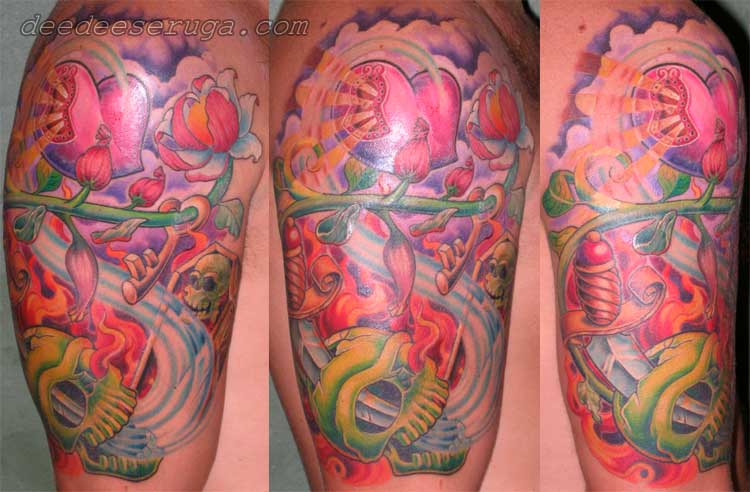 tattoos of skulls and flowers. Flower Tattoos, Skull
