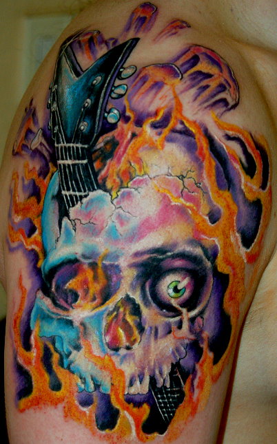 Looking for unique Tattoos Guitar and skull click to view large image