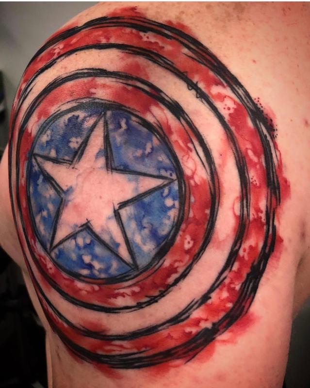 Sketchy Watercolor Captain America by Eric Cantu : Tattoos