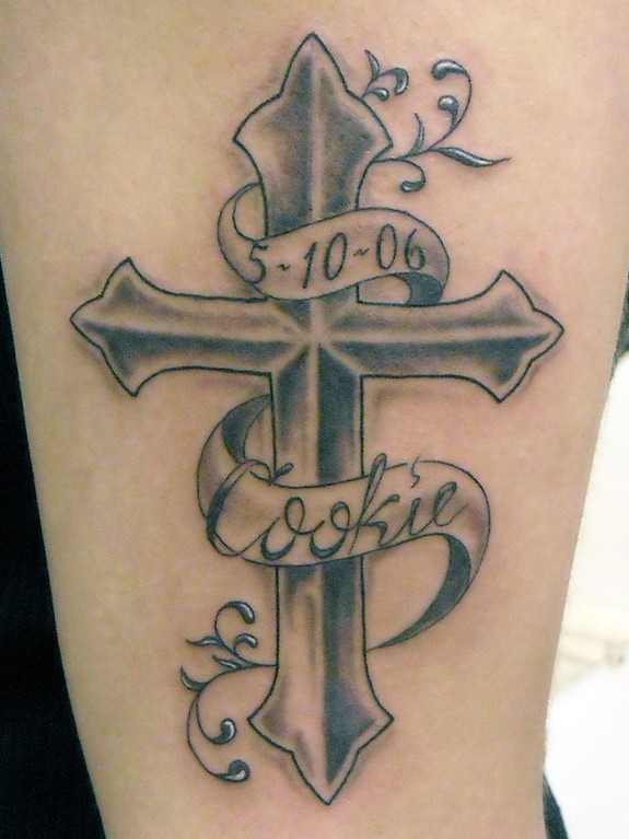 (tattoos black and gray cross ) cross tattoos gallery