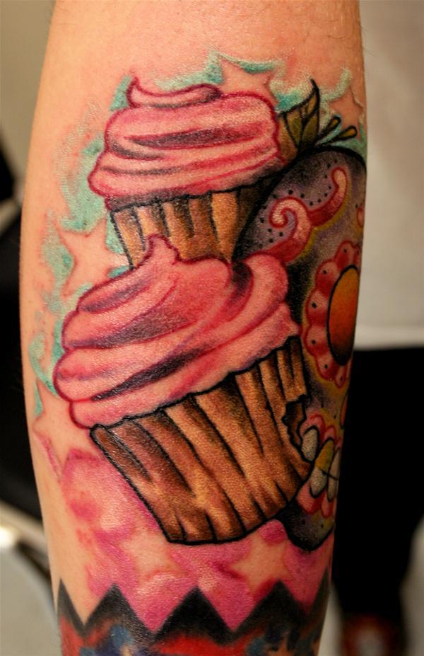 Tattoos HalfSleeve Tattoos sugar skull and cupcakes view 2
