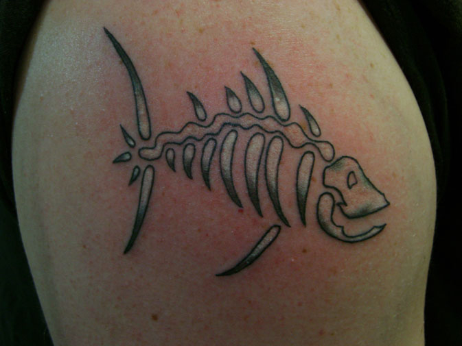skeleton tattoos. fish skeleton tattoos