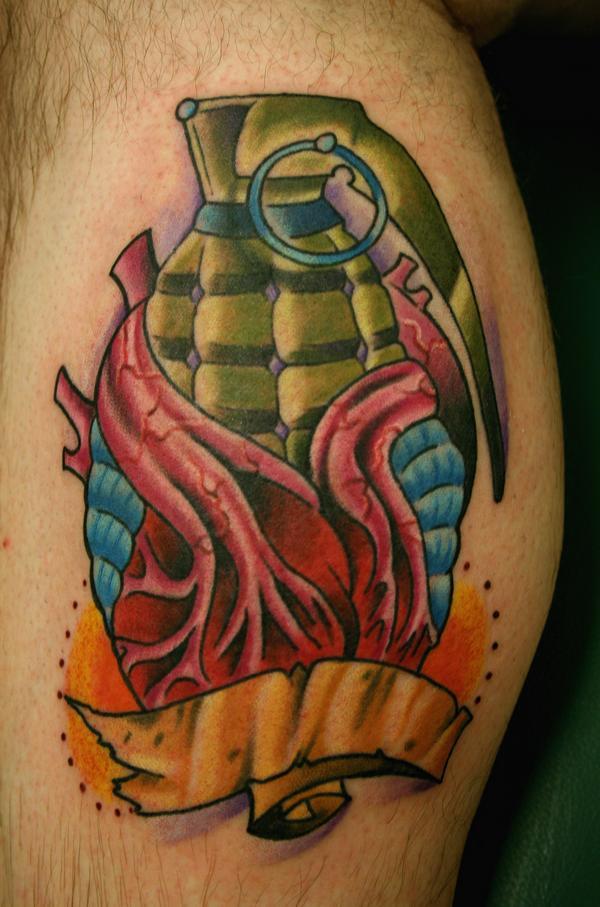 Tattoos Traditional American Tattoos heart grenade morph