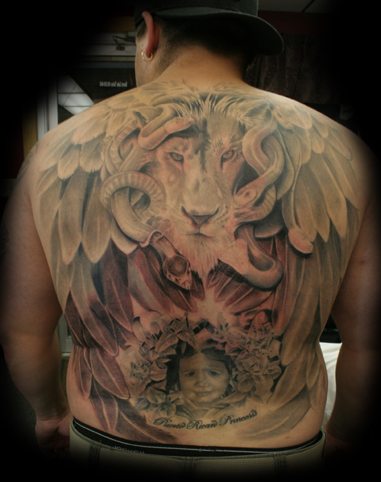 Super Mario Brothers inspired back piece. Phoenix and flower tattoo, 