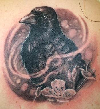 black bird tattoo. Comments: Crow lackbird