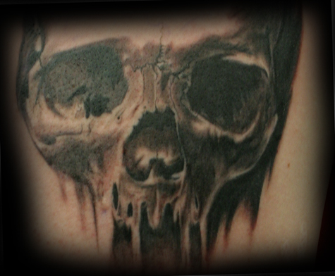 Tattoos Removal on Gray Tattoos Portrait Skull Realistic Custom