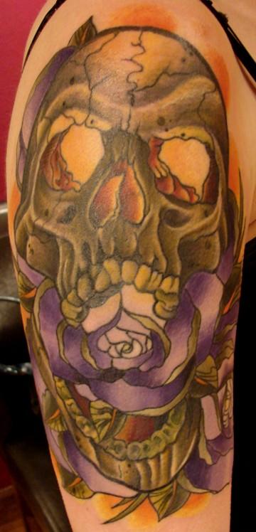 Tattoos · Dennis Duarte. skull and roses view 1