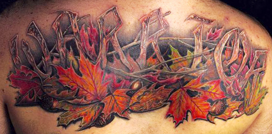 Warrior Leaves Tattoo. Artist: Jesse Rix - (email) Placement: Back