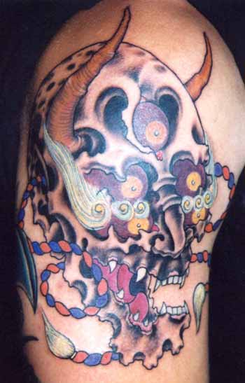 Looking for unique Asian tattoos Tattoos Helmuth Oni Mask Tattoo