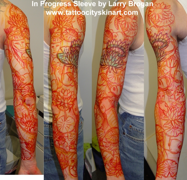 koi sleeve tattoos. Larry Brogan - Koi Pond Sleeve